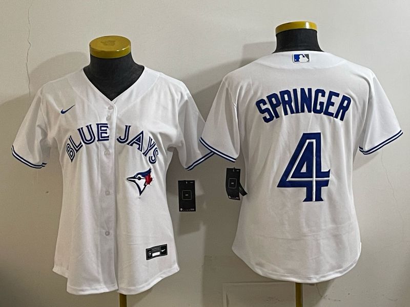 Women 2025 Toronto Blue Jays #4 Springer  white Game Nike MLB Jersey style 001